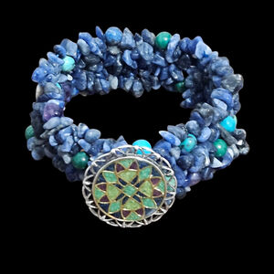 Carolyn Pollack Southwestern Sterling Silver 925 Medallion Lapis Bracelet